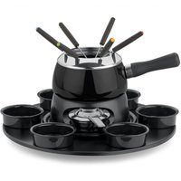 Aparelho Fondue Giratório 18 Peças Serviço Fondue Cervinia Carroussel Difusor de Calor Forma 802098 Preto