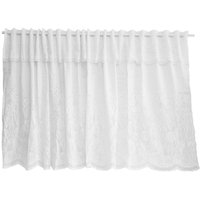 Cortina de Renda Clássica para Cozinha com Bandô 220cmx120cm Estampa de Tulipinhas Branca Interlar 7892774414939 Branco