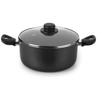 Caçarola Panela de Antiaderente 22cm Gourmet com Tampa de Vidro Multiflon 53222 Grafite