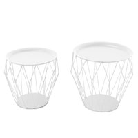 Kit Mesa de Canto Anm6213 Em Ferro e Mdf 2pçs Anima