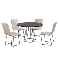 Sala De Jantar Rubi 1,00m Base Preta com 04 Cadeiras
