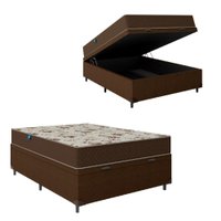 Cama Box Baú Casal Colchão Espuma D33 Marquês 138x188x60cm Marrom Umaflex - Suporta até 90kg por Pessoa