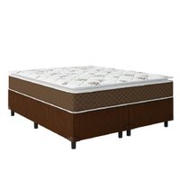 Cama Box Casal Queen Colchão Molas Ensacadas Pillow Top Martino 158x198x63cm Marrom/Branco Umaflex - 120Kg por Pessoa