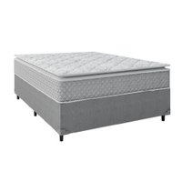 Cama Box Casal Colchão Molas Ensacadas Pillow Top Perfect 138x188x71cm Cinza/Branco Umaflex - Suporta 120Kg por Pessoa