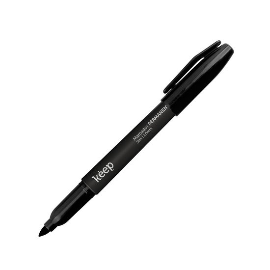Caneta Marcador Permanente Ponta Fina 1.0mm Preto Cx 12un Keep - MR017
