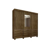 Guarda Roupa Arezzo 3 Portas 9 Gavetas Com Espelho Sallêto Ipê
