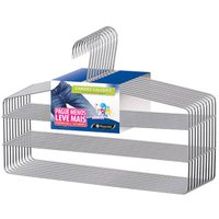 Conjunto 10 Cabides Para 3 Calças cada Cabide Triplo Calceiro Cromado