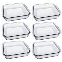 Conjunto 6 Formas Assadeiras Quadradas 1,1L  Marinex em Vidro Temperado Transparente