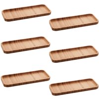 Kit 6 Petisqueiras Bandeja Retangular de Bambu 28x11cm Prato Salgados Petisco Hire Lyor