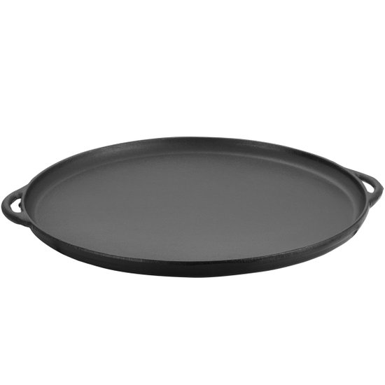 Assadeira Forma de Pizza em Ferro Fundido 30cm com Alças Laterais Panela Mineira Preta