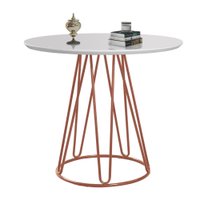 Mesa de Jantar Rubi 1,00 m Base Cobre Bisart Decor Branco