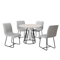 Sala De Jantar Rubi 1,00m Base Preta com 04 Cadeiras Laca Off White