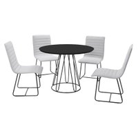Sala De Jantar Rubi 1,00m Base Preta com 04 Cadeiras Laca Preto