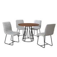 Sala De Jantar Rubi 1,00m Base Preta com 04 Cadeiras Cinamomo BISART