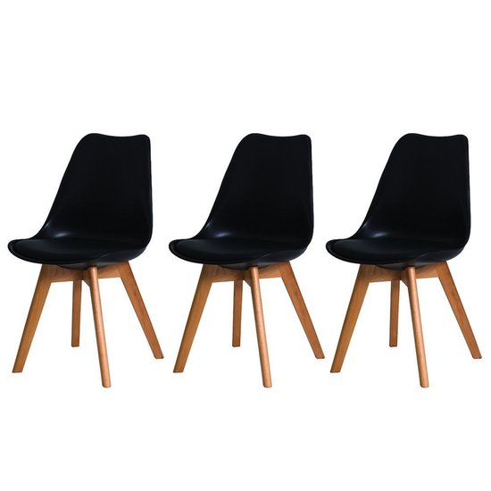 Kit 3 Cadeiras Saarinen Leda Preta