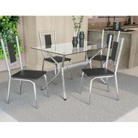 Conjunto Mesa Tampa de Vidro Kapperberg 4 Cadeiras CMC310CR-110