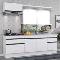 Armário de Cozinha Compacta 220cm com Rodapé Veneza Multimóveis V2109