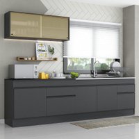 Armário de Cozinha Compacta 270cm com Rodapé Veneza Multimóveis V2112