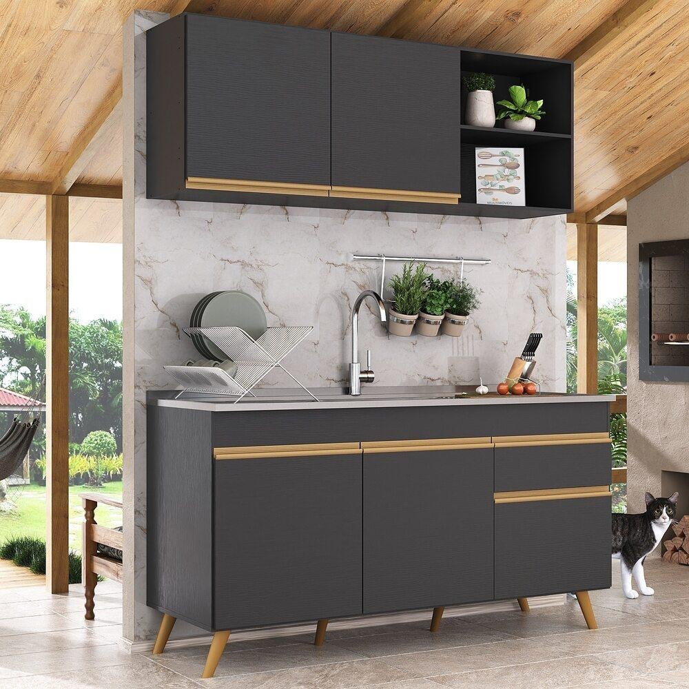 02yvm　黒　38サイズ Armário De Cozinha Compacta 220cm Veneza Multimóveis V2074 Cor