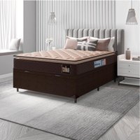 Cama Box Baú Casal Colchão Espuma D33 Pillow Top Millenium 138x188x60cm Marrom Hellen - Suporta até