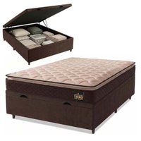 Cama Box Baú Casal Colchão Espuma D33 Pillow Top Millenium 138x188x60cm Marrom Hellen - Suporta até