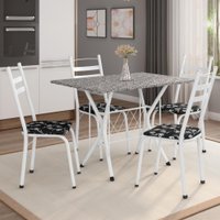 Conjunto De Mesa Itália New Com 4 Cadeiras 1,00m Artefamol Branco/Granito