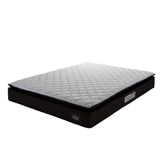 Colchão Casal Espuma D45 Pillow Top Strong 138x188x24cm Marrom/Branco Hellen - Suporta até 150kg por