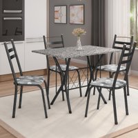 Conjunto De Mesa Itália New Com 4 Cadeiras 1,00m Artefamol Dark/Granito