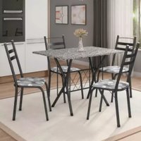 Conjunto De Mesa Itália New Com 4 Cadeiras 1,00m Artefamol Dark/Granito