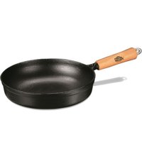 Frigideira Funda em Ferro Fundido 25cm com Cabo de Madeira Panela Mineira Preta