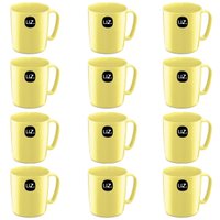 Kit 12 Canecas de Plástico Café Escolares Refeitórios 400ml UZ Amarelas Uz
