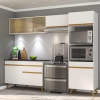 Armário de Cozinha Compacta 252cm com Leds Veneza Up Multimóveis V2017