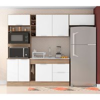 Cozinha Ferrara 7 Portas Sem Tampo Poliman - Carvalho Oak/ Branco