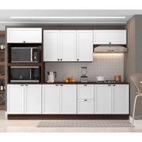 Cozinha Modulada Unna 11 Portas 2 Gavetas Poliman - Nogueira com Branco