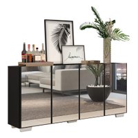Aparador Buffet 4 portas com Espelho e Pés Quadrados Vegas Multimóveis V3560