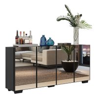 Aparador Buffet 4 portas com Espelho e Pés Quadrados Vegas Multimóveis V3560