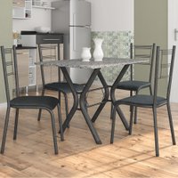 Conjunto De Mesa Miami Com 4 Cadeiras 24999 Fabone Preto-Craqueado