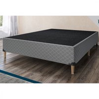 Base Box Casal 1,38x1,88x0,25 Veludo Mantelado Tiba Cinza