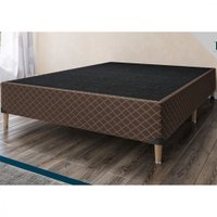 Base Box Casal 1,38x1,88x0,25 Veludo Mantelado Tiba Marrom