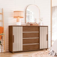 Cômoda Evidenza 2 Portas 4 Gavetas 115173 Albatroz Avela/Fendi-Metalic