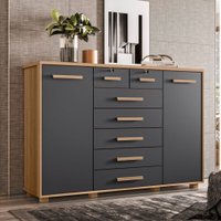Cômoda Fontana 2 Portas 7 Gavetas 112135 Albatroz Nature/Titanium