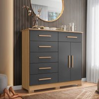 Cômoda New Xangai 2 Portas 6 Gavetas 20979.6 Albatroz Nature/Titanium