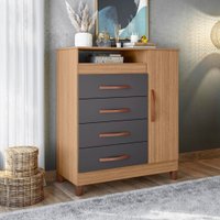 Cômoda Turquesa 1 Porta 4 Gavetas 4.866.79 Albatroz Nature/Titanium