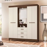 Guarda Roupa Ágata 4 Portas 3 Gavetas 18254228 Albatroz Cedro/Off-White