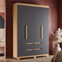 Guarda Roupa Doble 4 Portas 4 Gavetas 117135 Albatroz Nature/Titanium