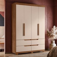 Guarda Roupa Doble 4 Portas 4 Gavetas 117135 Albatroz Avela/Fendi-Metalic