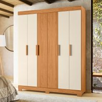 Guarda Roupa Facille 6 Portas 2 Gavetas 114176 Albatroz Carvalho-Grife/Off-White