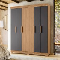 Guarda Roupa Facille 6 Portas 2 Gavetas 114176 Albatroz Nature/Titanium