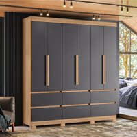 Guarda Roupa Milano 6 Portas 6 Gavetas 116176 Albatroz Nature/Titanium