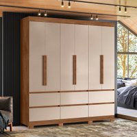 Guarda Roupa Milano 6 Portas 6 Gavetas 116176 Albatroz Avela/Fendi-Metalic